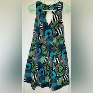 Banana Republic Marimekko Collection 4P Dress Green/Black/Blue Floral
